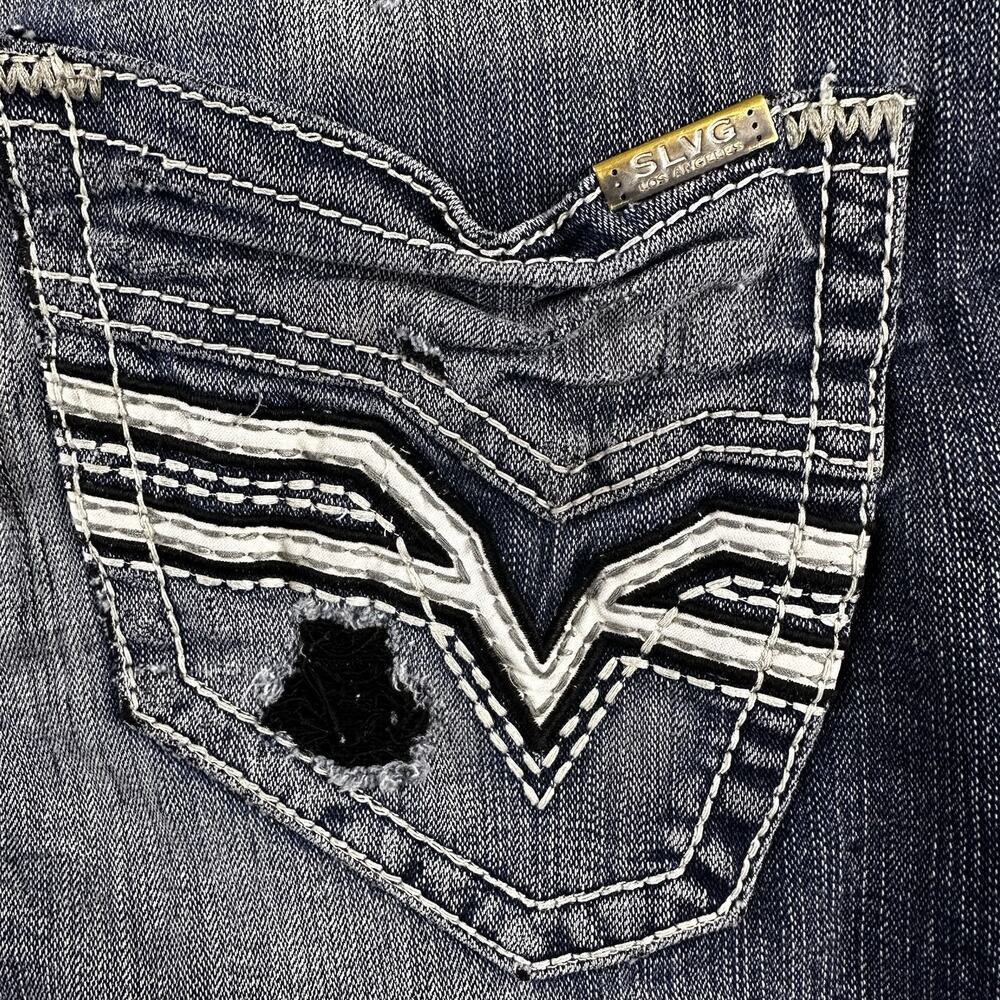 Buckle Salvage Jeans Men’s -31 S- Denim Blue Mayhem Regular Bootcut Distressed - Picture 15 of 16